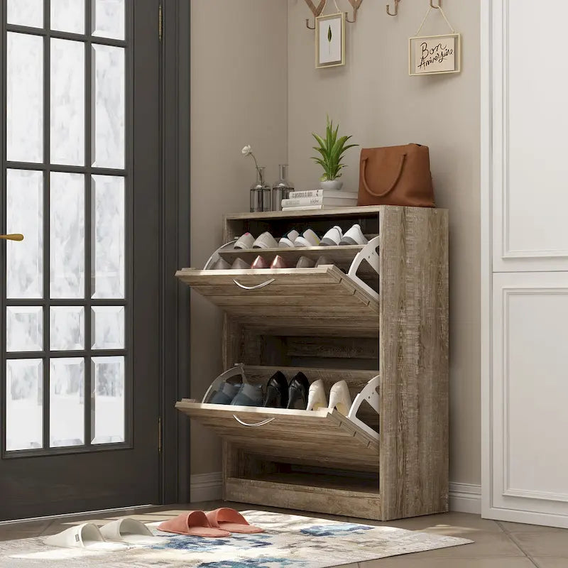 Meuble à chaussures à 2 niveaux, gain de place