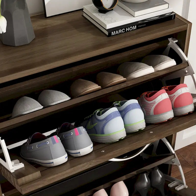 Meuble à chaussures à 2 niveaux, gain de place