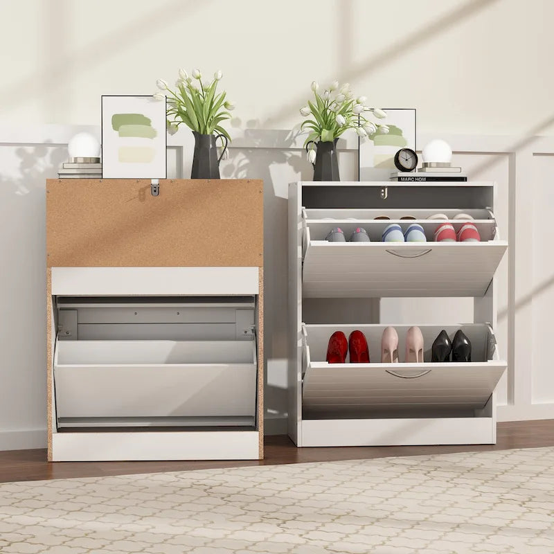 Meuble à chaussures à 2 niveaux, gain de place
