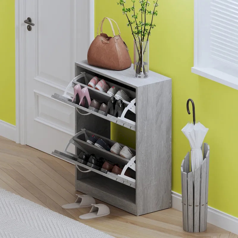 Meuble à chaussures à 2 niveaux, gain de place