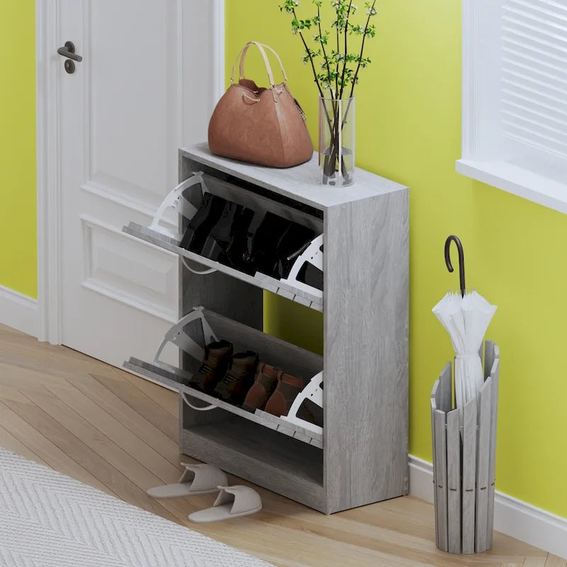 Meuble à chaussures à 2 niveaux, gain de place