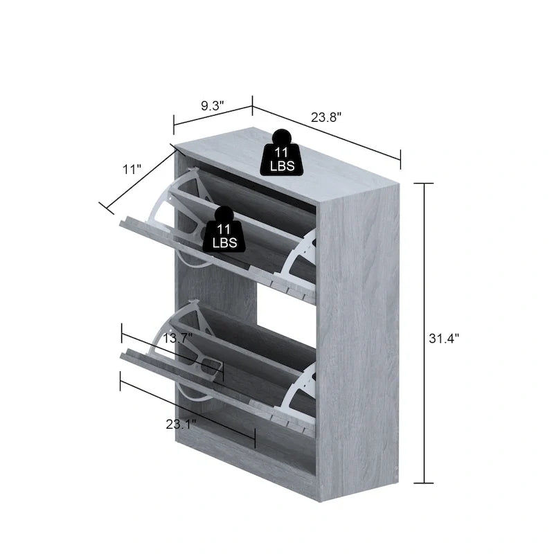 Meuble à chaussures à 2 niveaux, gain de place