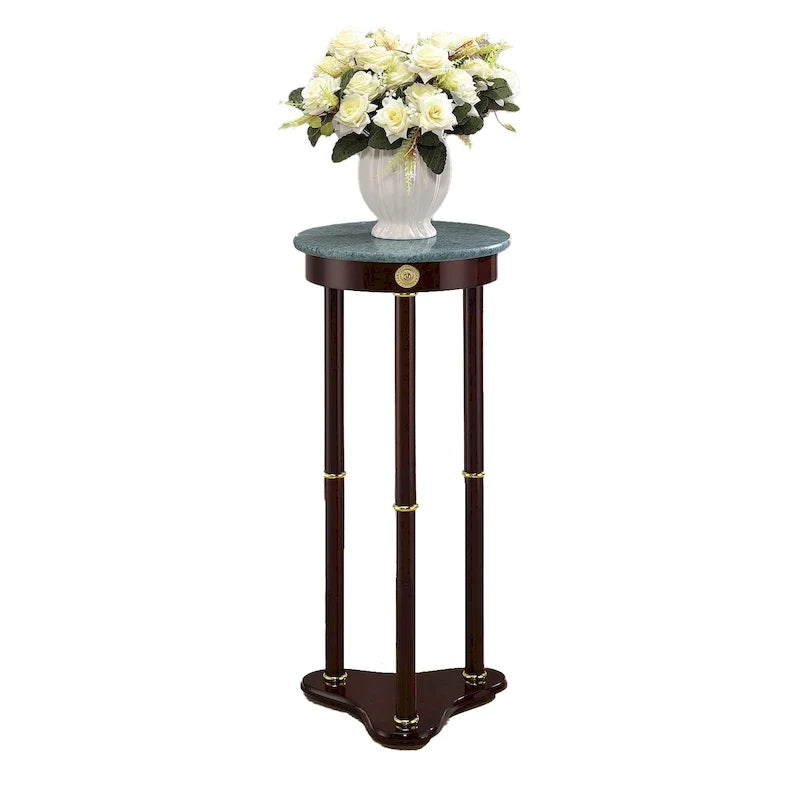 Table d'appoint ronde avec plateau en marbre, merlot