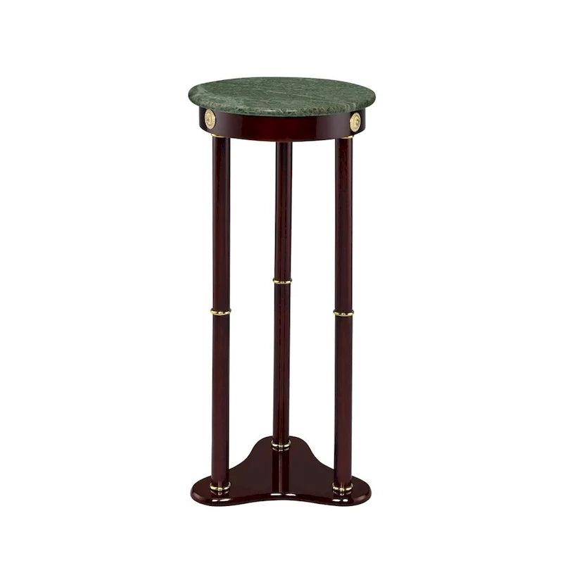 Round Marble Top Accent Table, Merlot