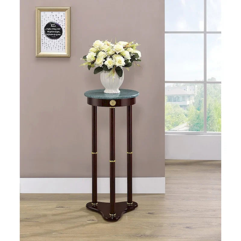 Table d'appoint ronde avec plateau en marbre, merlot
