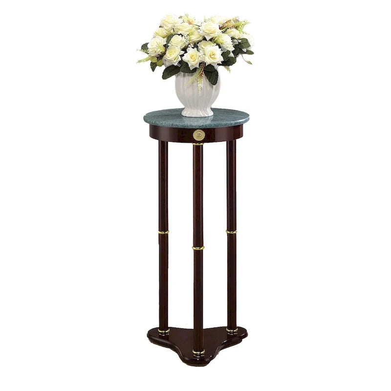 Table d'appoint ronde avec plateau en marbre, merlot