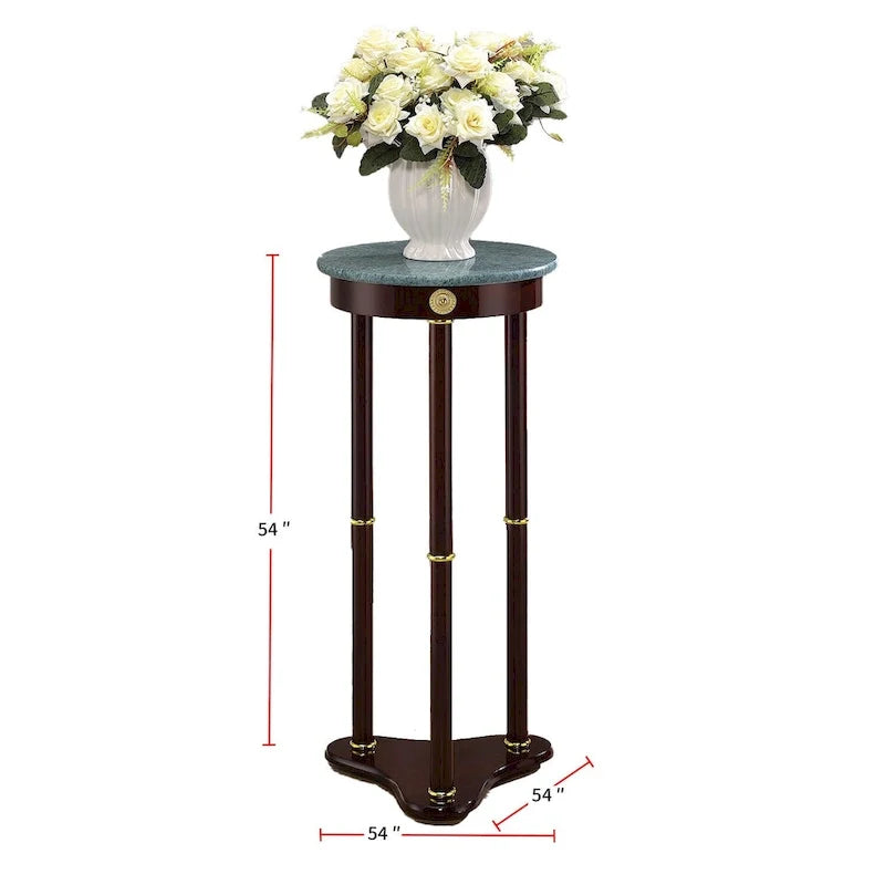 Table d'appoint ronde avec plateau en marbre, merlot