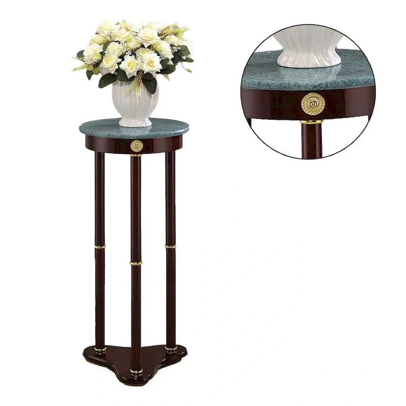 Table d'appoint ronde avec plateau en marbre, merlot