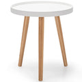 Table d’appoint ronde avec plateau en bois, robuste, à placer à côté du canapé