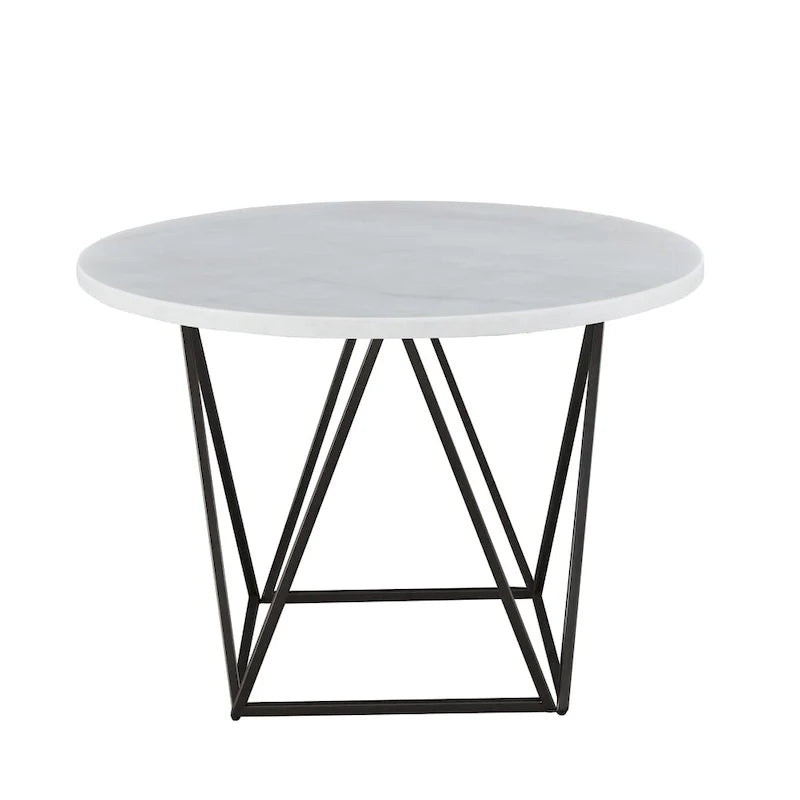 Steve Silver Ranger White Marble Top Round Dining Table