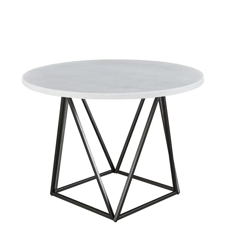 Table ronde à manger avec plateau en marbre blanc