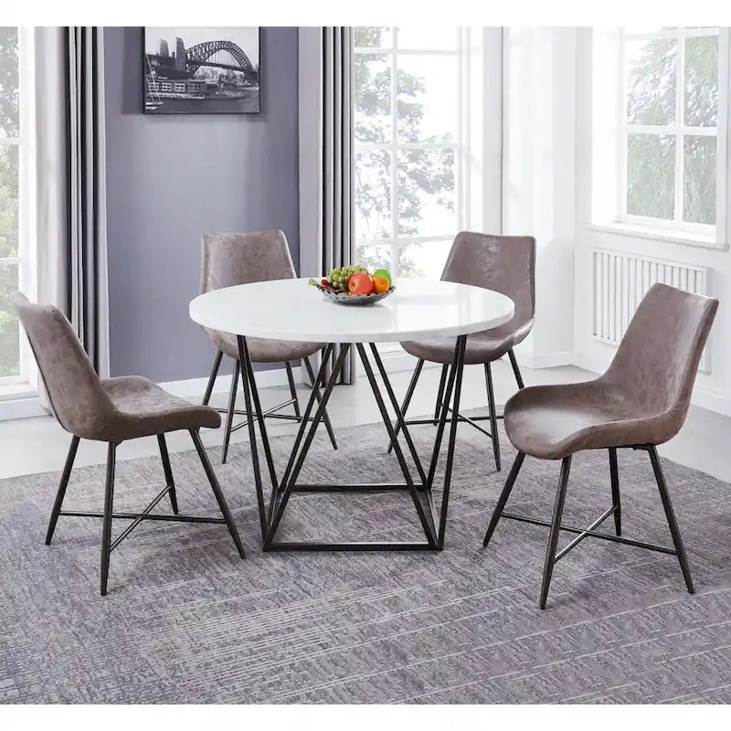 Table ronde à manger avec plateau en marbre blanc