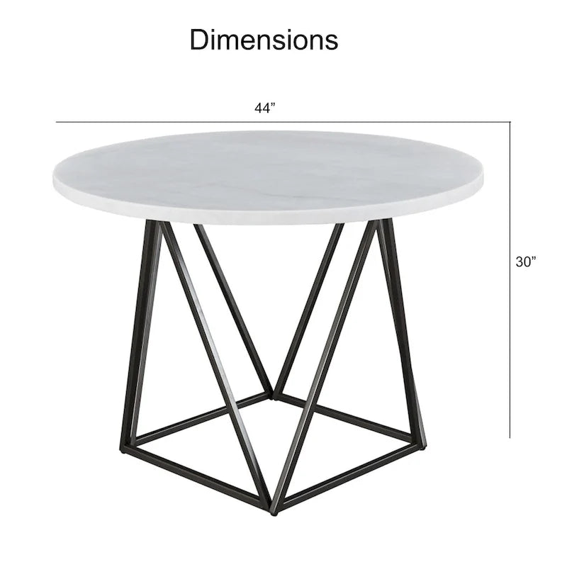 Table ronde à manger avec plateau en marbre blanc
