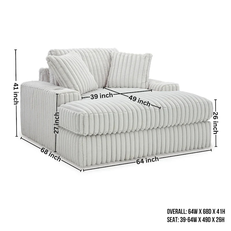 Oversized Chaise, with Cup holders and USB Charging