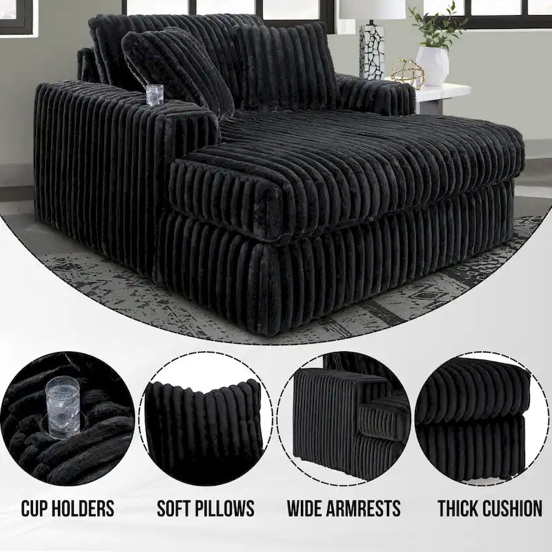 Oversized Chaise, with Cup holders and USB Charging