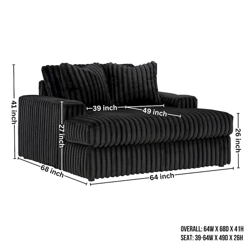 Oversized Chaise, with Cup holders and USB Charging