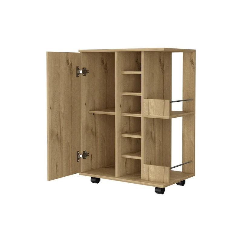 Bar Cart, One Cabinet With Division,Black
