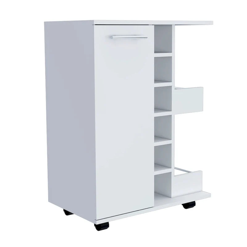 Bar Cart, One Cabinet With Division,Black