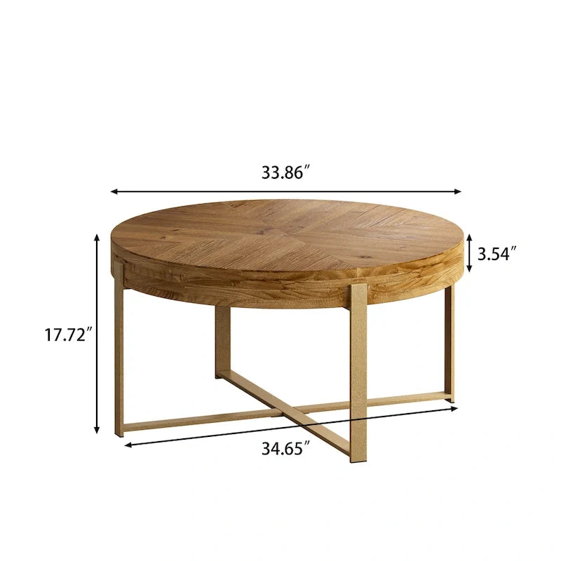 Table basse ronde moderne rétro à assemblage contrasté