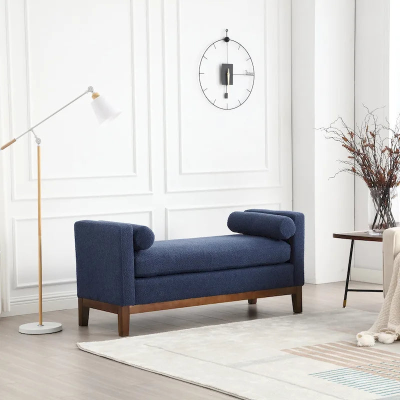 Elegant Upholstered Bench,with Wood Legs