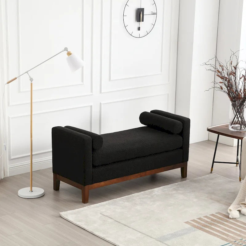 Elegant Upholstered Bench,with Wood Legs