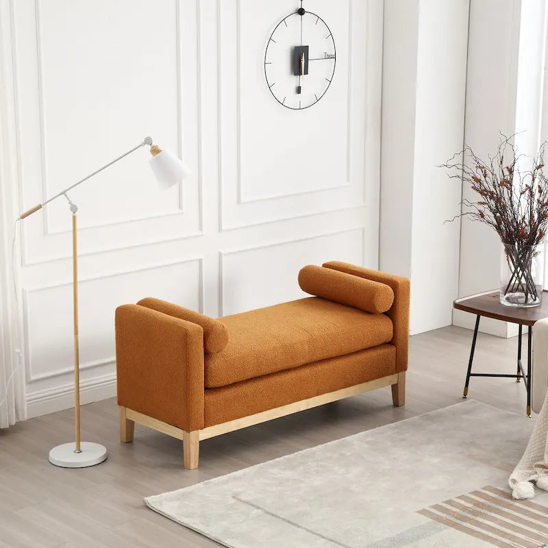 Elegant Upholstered Bench,with Wood Legs