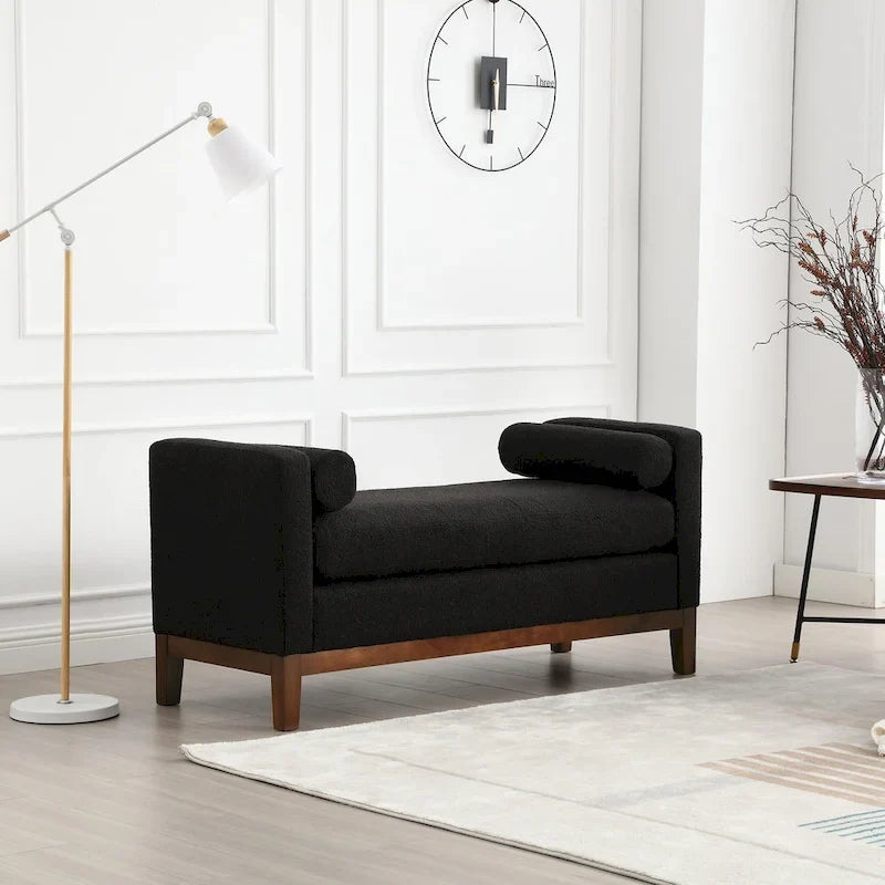 Elegant Upholstered Bench,with Wood Legs