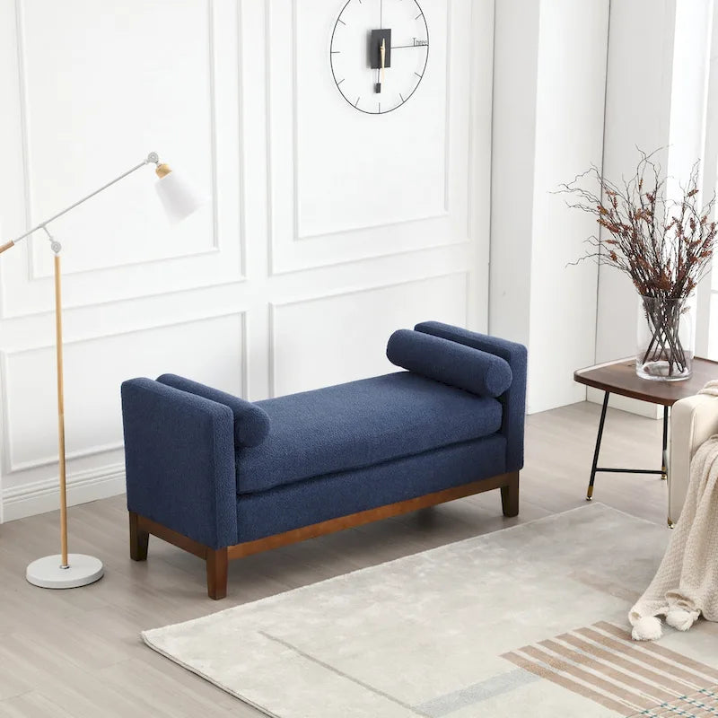 Elegant Upholstered Bench,with Wood Legs