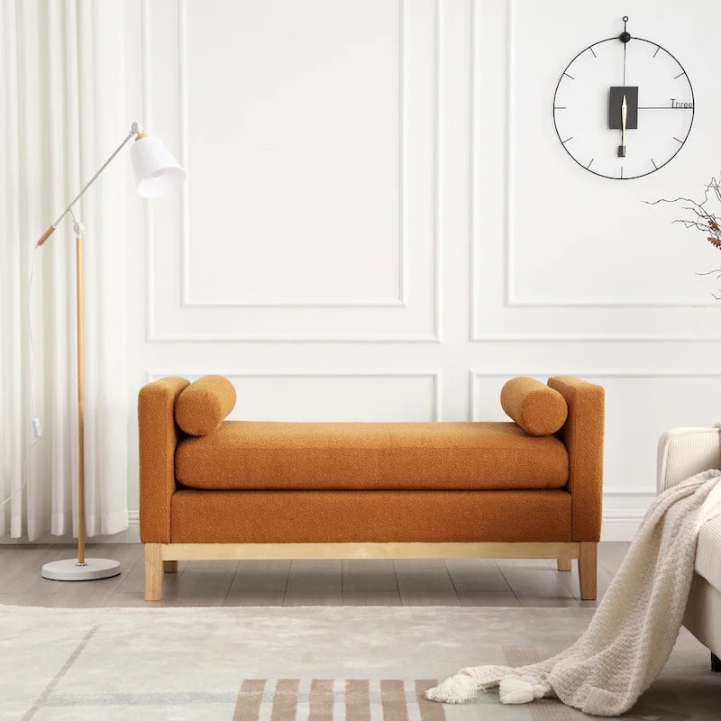 Elegant Upholstered Bench,with Wood Legs
