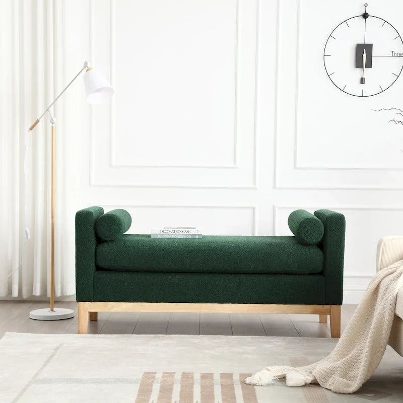 Elegant Upholstered Bench,with Wood Legs