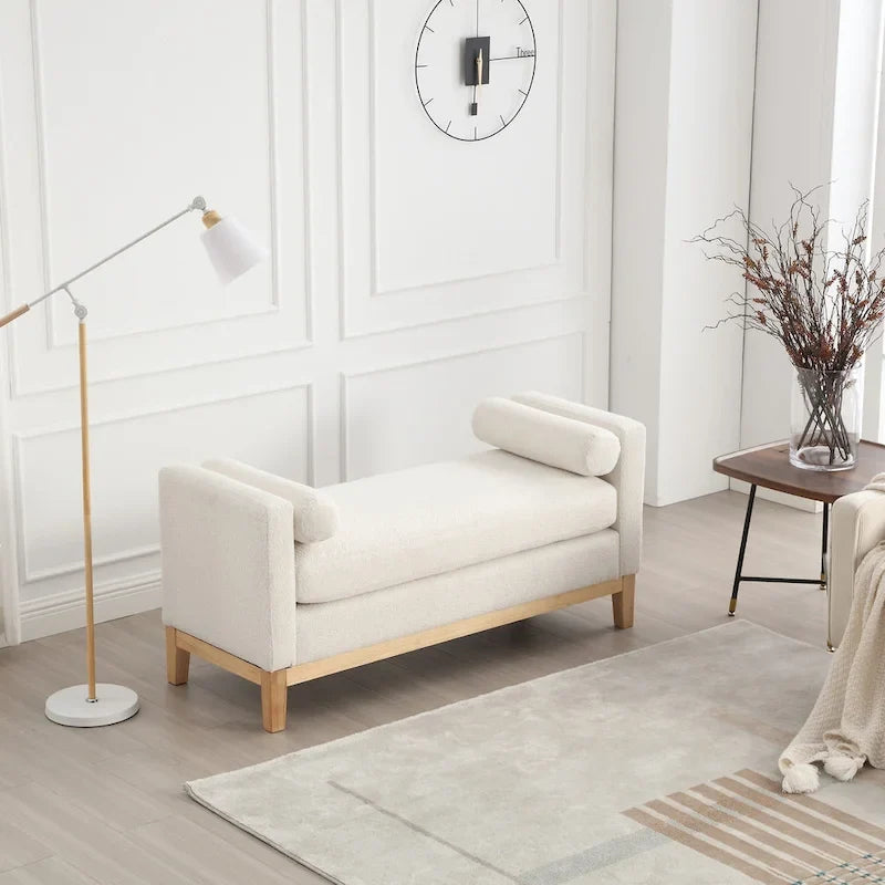 Elegant Upholstered Bench,with Wood Legs