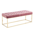 Tufted Velvet Bench with Gold Chrome Legs
