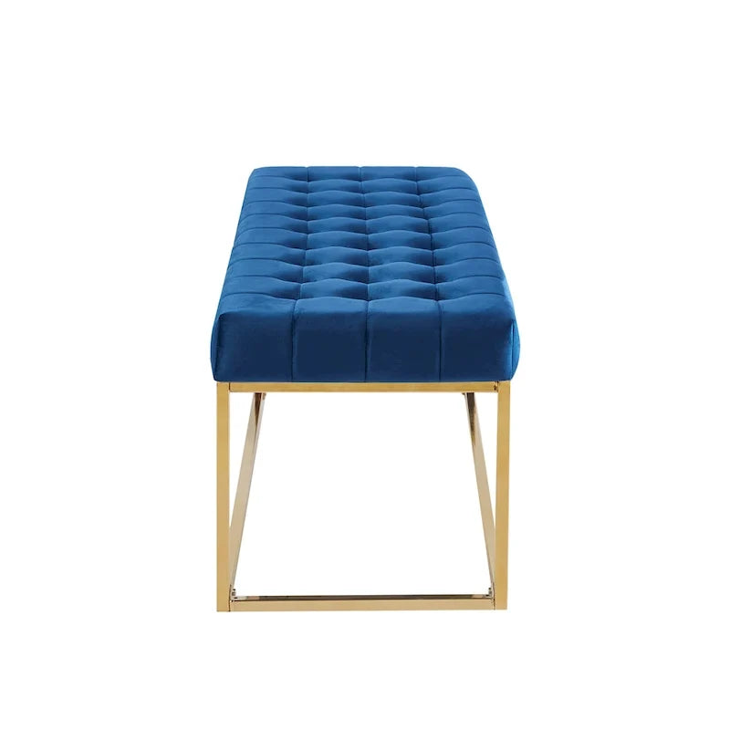 Tufted Velvet Bench with Gold Chrome Legs