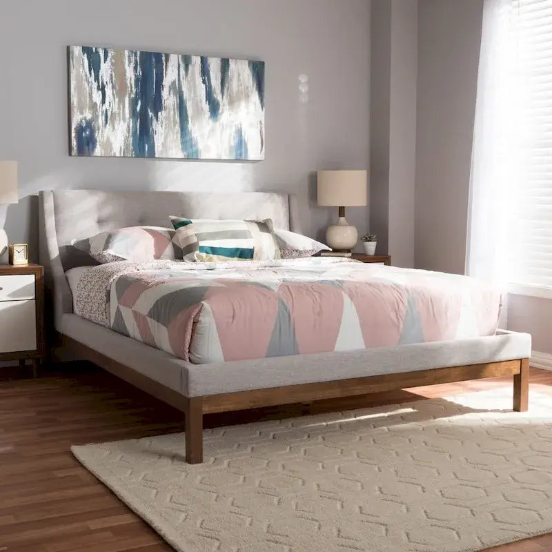 Contemporary Fabric Platform Bed