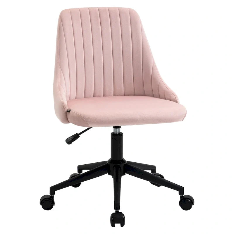 Mid-Back Office Chair, Velvet Fabric Swivel Scallop Shape Computer Desk Chair for Home Office or Bedroom