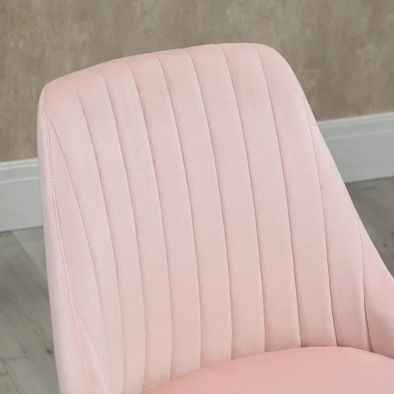Chaise de bureau à dossier mi-haut en velours, pivotante et festonnée, pour bureau à domicile ou chambre