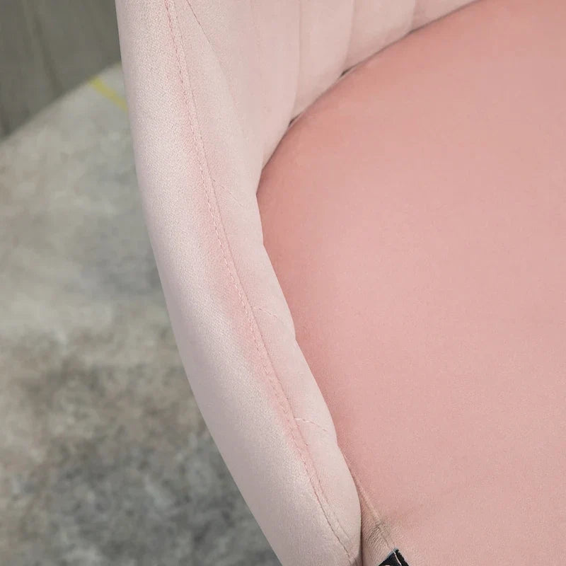 Chaise de bureau à dossier mi-haut en velours, pivotante et festonnée, pour bureau à domicile ou chambre