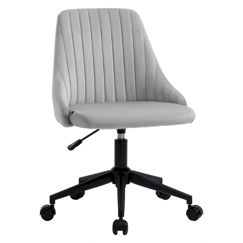 Chaise de bureau à dossier mi-haut en velours, pivotante et festonnée, pour bureau à domicile ou chambre