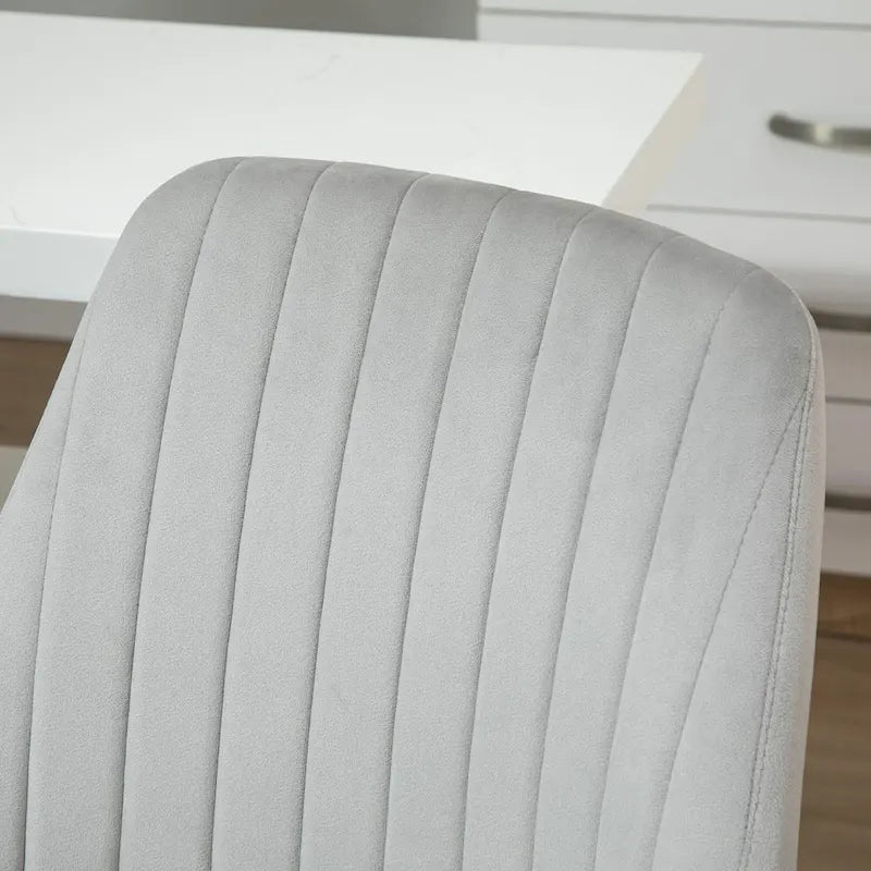 Chaise de bureau à dossier mi-haut en velours, pivotante et festonnée, pour bureau à domicile ou chambre