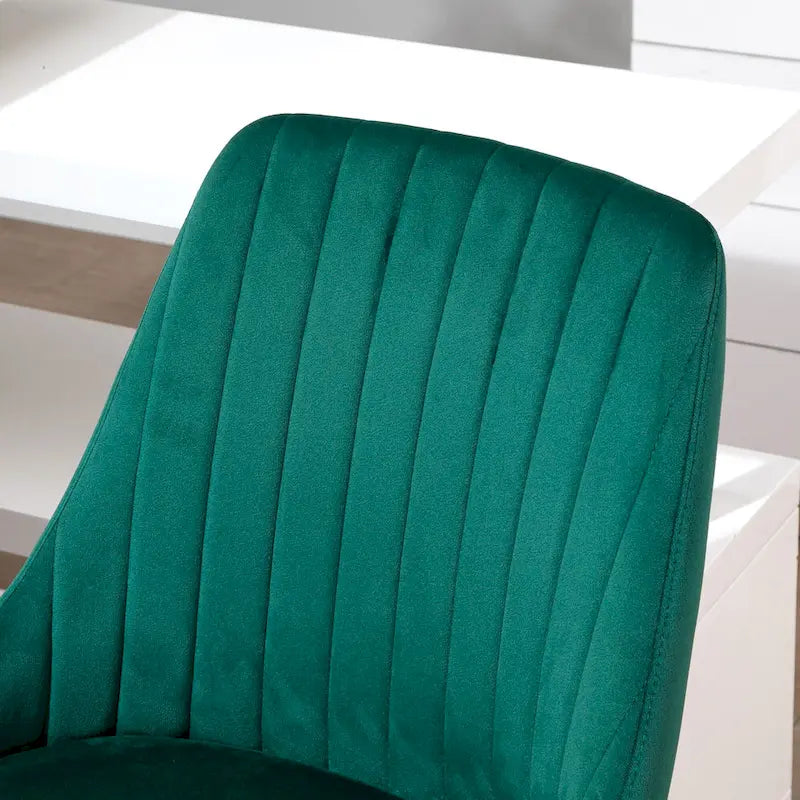 Chaise de bureau à dossier mi-haut en velours, pivotante et festonnée, pour bureau à domicile ou chambre