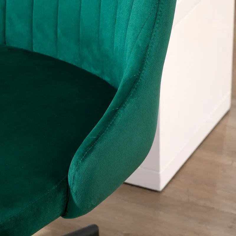 Chaise de bureau à dossier mi-haut en velours, pivotante et festonnée, pour bureau à domicile ou chambre