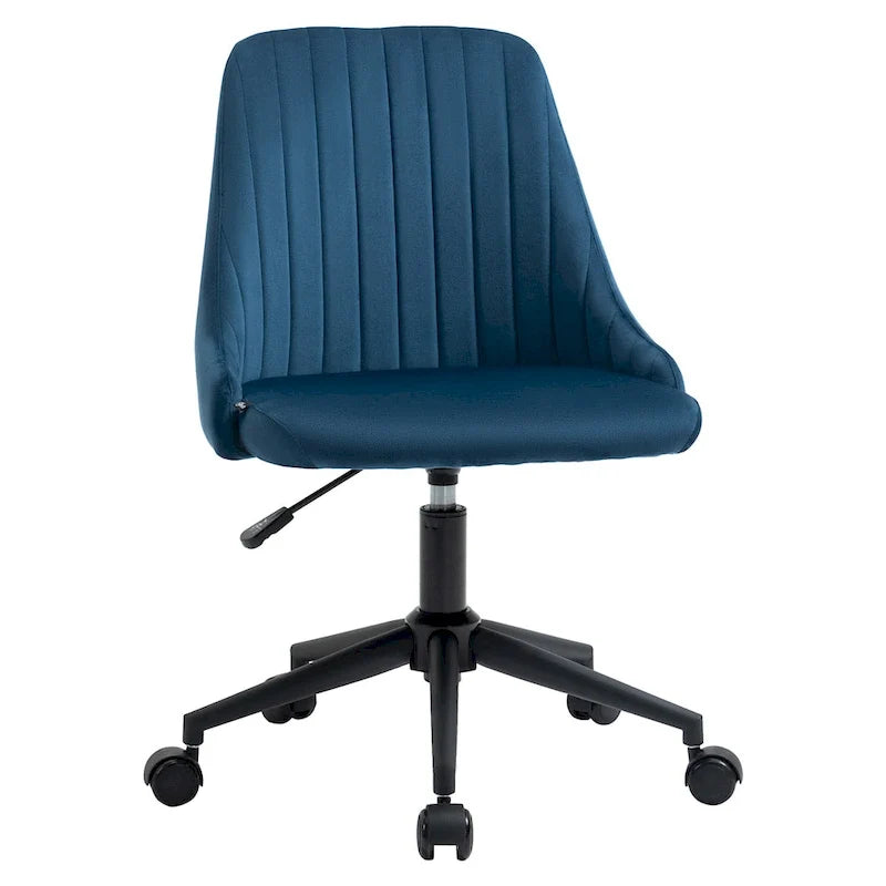 Chaise de bureau à dossier mi-haut en velours, pivotante et festonnée, pour bureau à domicile ou chambre