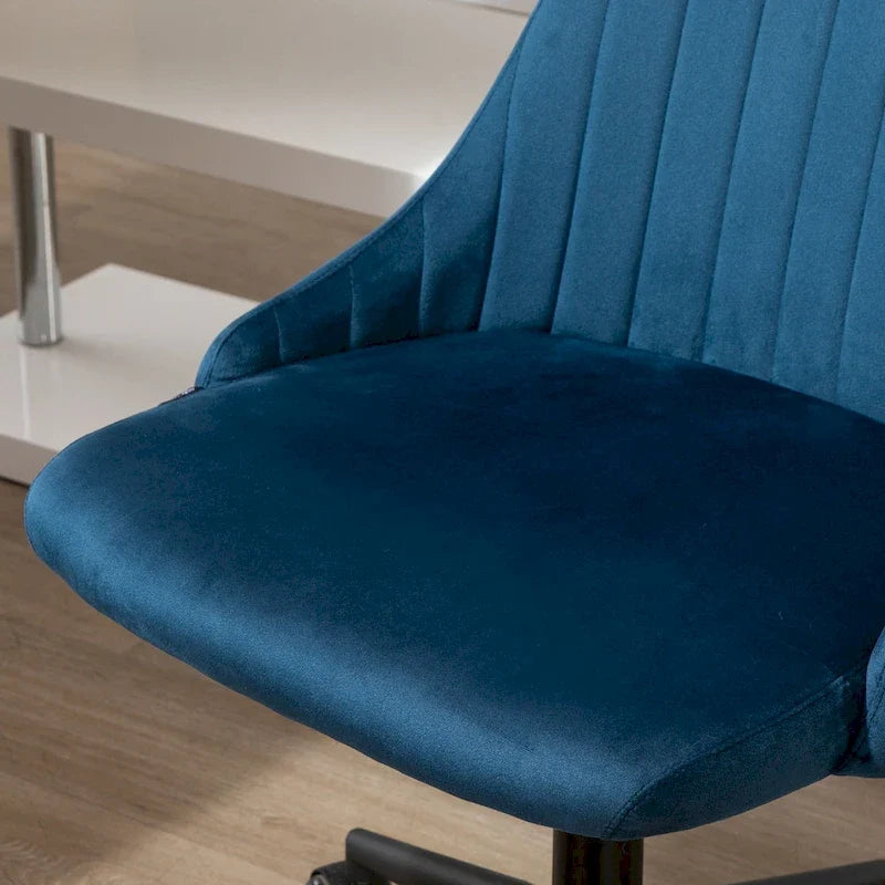 Chaise de bureau à dossier mi-haut en velours, pivotante et festonnée, pour bureau à domicile ou chambre