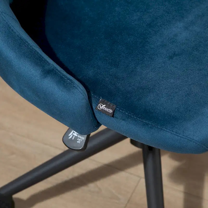 Chaise de bureau à dossier mi-haut en velours, pivotante et festonnée, pour bureau à domicile ou chambre