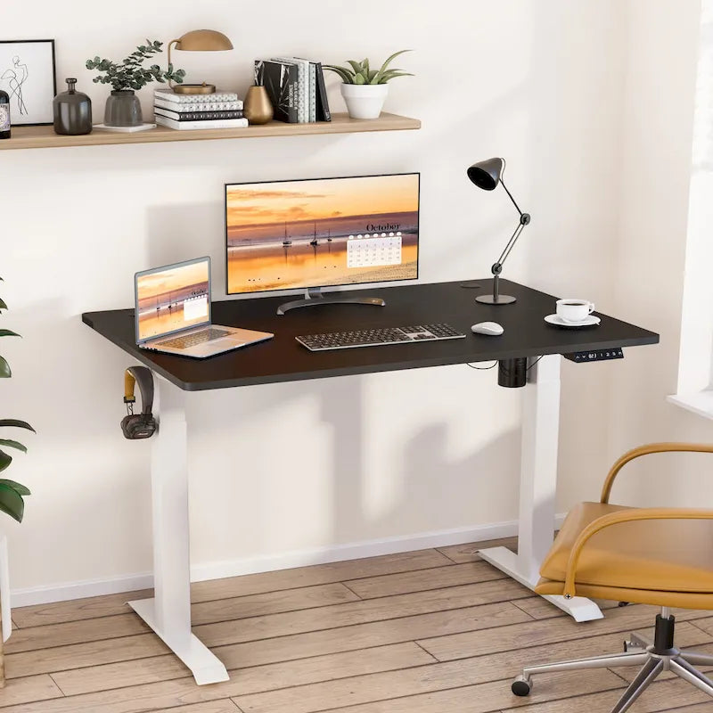 Futzca Height Adjustable Electric Standing Desk Sit Stand Computer Stand up Desk with Splice Board