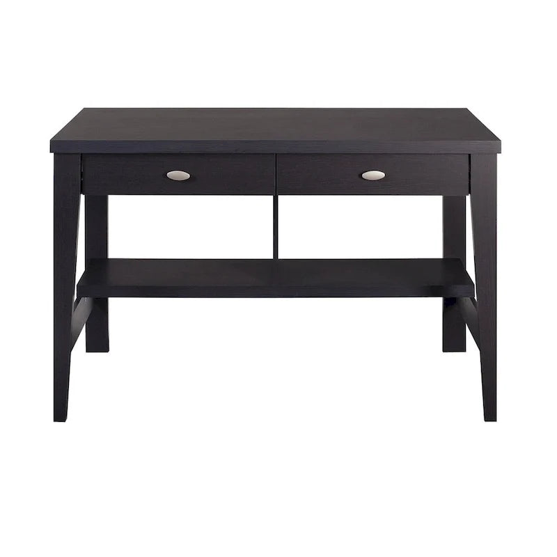 2-Drawer Small Desk with Shelves