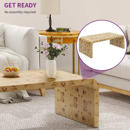 Arched Burl Leather Coffee Table