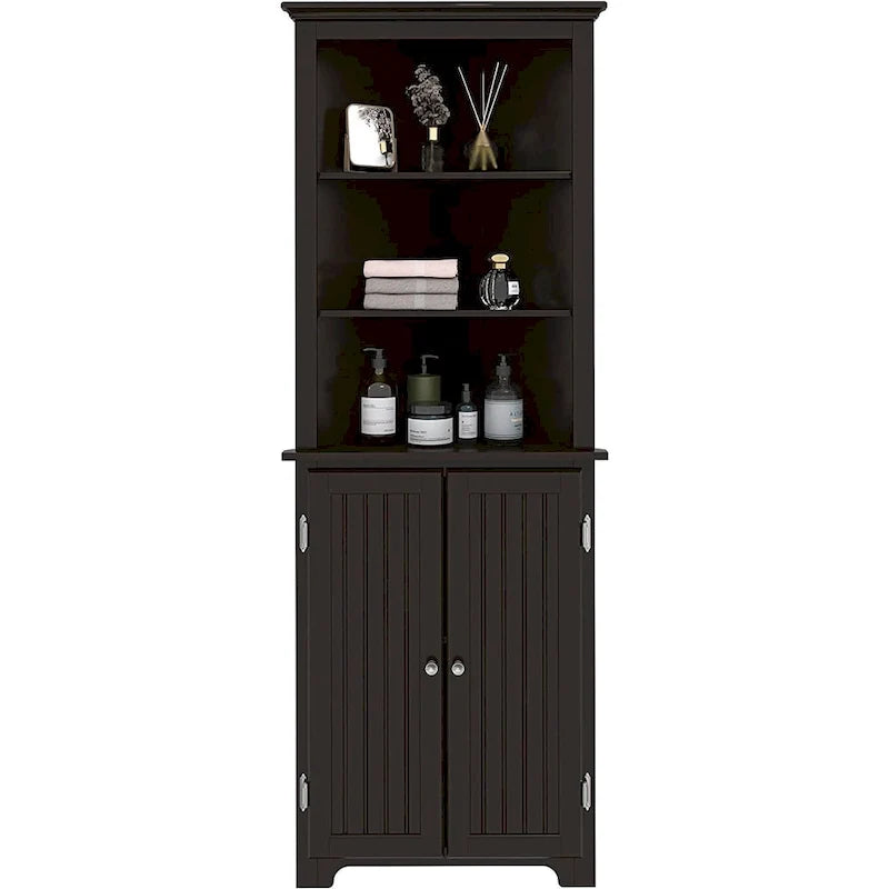 UTEX Tall Corner Cabinet, Free Standing Corner Storage Cabinet with Doors and Adjustable Shelves