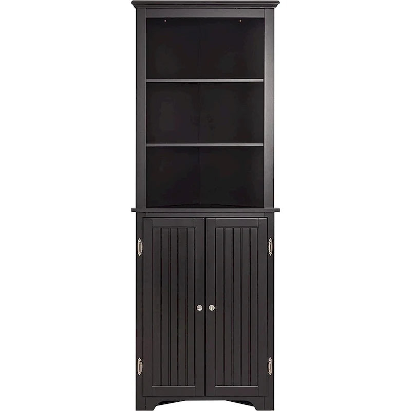 Tall Corner Cabinet, Free Standing Corner Storage Cabinet with Doors and Adjustable Shelves