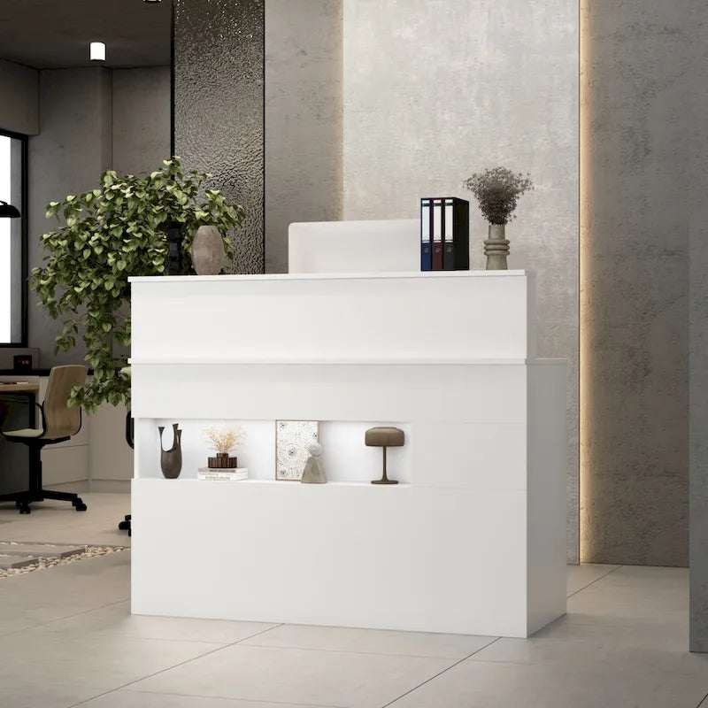 Modern Reception Desk Front Counter Table w/ Decor Light by Timechee